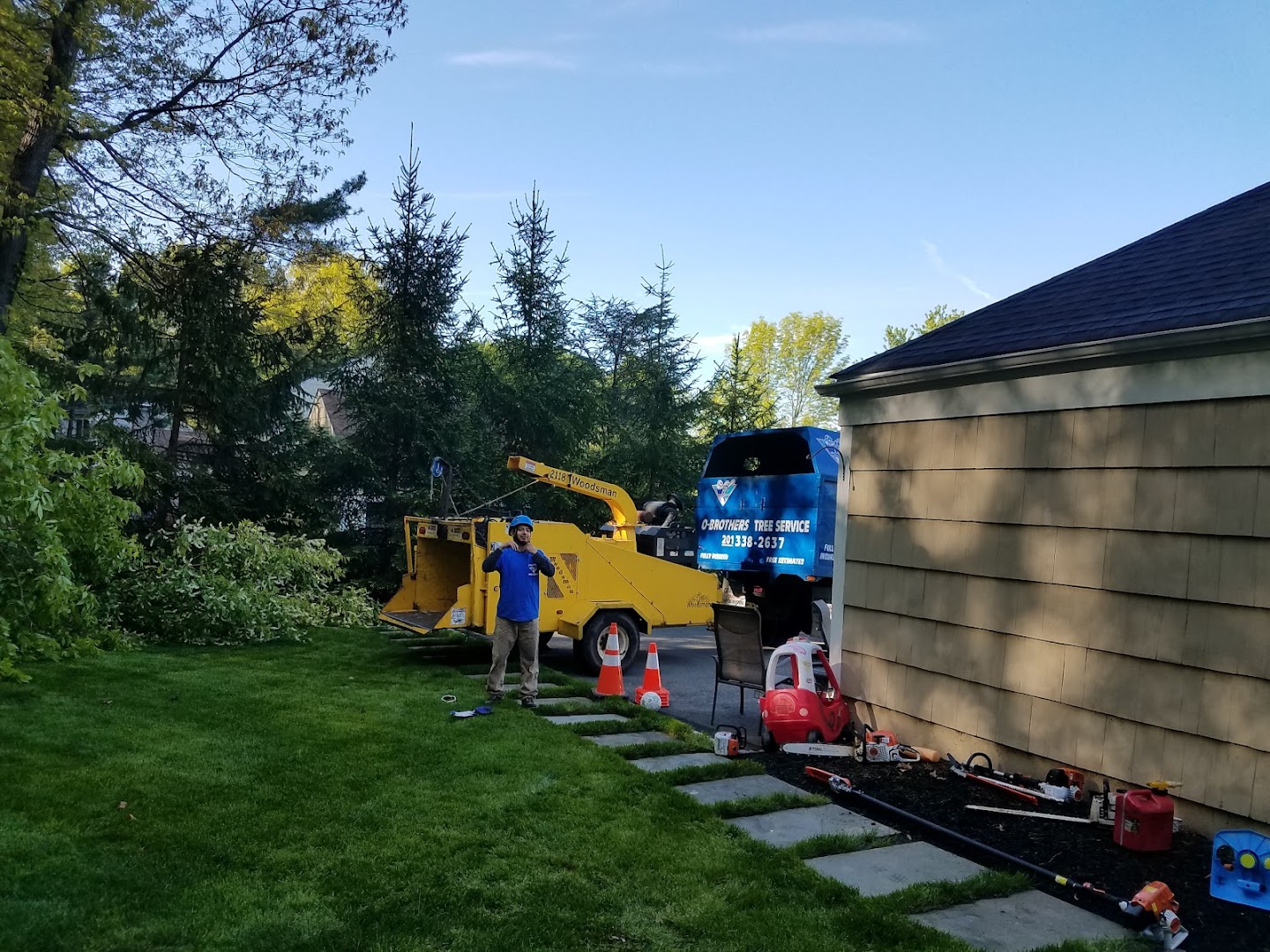 O'Brother crew and equipment at a home, Bergen County NJ